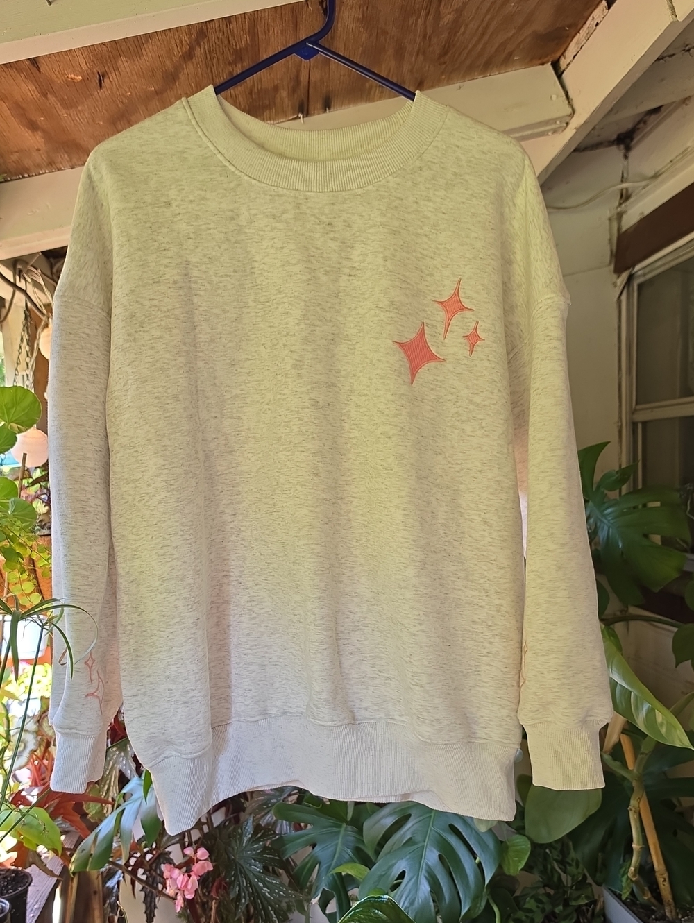 Altar'd State Light Gray Crewneck Quilted Do What Makes You Happy Sweatshirt